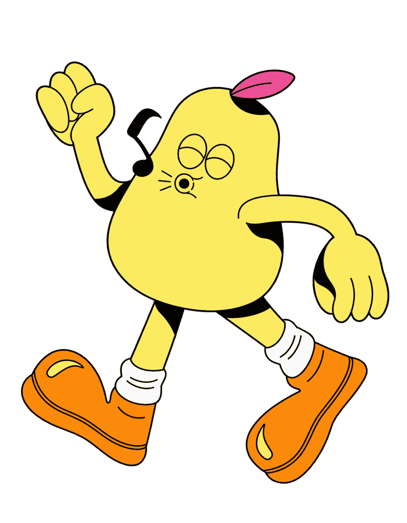 The KC Social Walk Club mascot, mid-stride